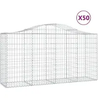 vidaXL Gabions avec arc surélevé 50 pcs 200x50x100/120cm Fer galvanisé
