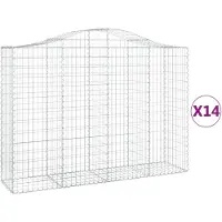 vidaXL Gabions avec arc surélevé 14pcs 200x50x140/160cm Fer galvanisé
