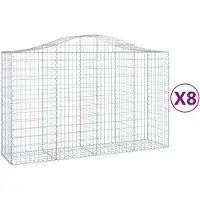vidaXL Gabions avec arc surélevé 8 pcs. 200x50x120/140cm Fer galvanisé