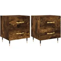 vidaXL Tables de chevet 2pcs chêne fumé 40x35x47,5cm bois d’ingénierie