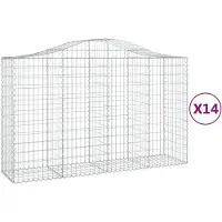 vidaXL Gabions avec arc surélevé 14pcs 200x50x120/140cm Fer galvanisé