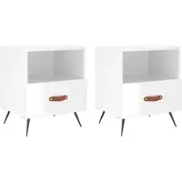 vidaXL Tables de chevet 2 pcs blanc brillant 40x35x47,5 cm