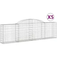 vidaXL Gabions avec arc surélevé 5 pcs. 300x30x80/100 cm Fer galvanisé