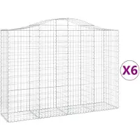 vidaXL Gabions avec arc surélevé 6 pcs. 200x50x140/160cm Fer galvanisé