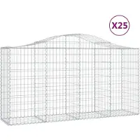 vidaXL Gabions avec arc surélevé 25 pcs 200x50x100/120cm Fer galvanisé