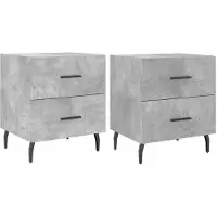 vidaXL Tables de chevet 2pcs gris béton 40x35x47,5cm bois d’ingénierie
