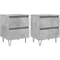 vidaXL Tables de chevet 2 pcs gris béton 40x35x50 cm bois d’ingénierie