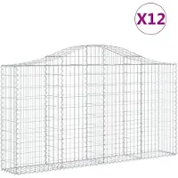vidaXL Gabions 12 pcs voûtés 200x30x100/120 cm en fer
