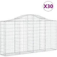 vidaXL Gabions avec arc surélevé 30pcs 200x30x100/120cm Fer galvanisé