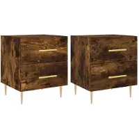vidaXL Tables de chevet 2pcs chêne fumé 40x35x47,5cm bois d’ingénierie