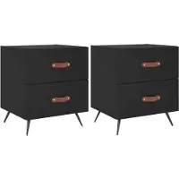 vidaXL Tables de chevet 2 pcs noir 40x35x47,5 cm bois d’ingénierie