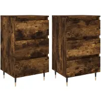 vidaXL Tables de chevet 2 pcs chêne fumé 40x35x69 cm bois ingénierie