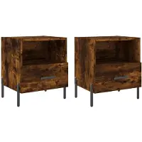 vidaXL Tables de chevet 2pcs chêne fumé 40x35x47,5cm bois d’ingénierie