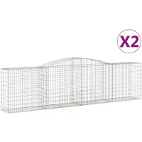 vidaXL Gabions avec arc surélevé 2 pcs. 400x50x100/120cm Fer galvanisé