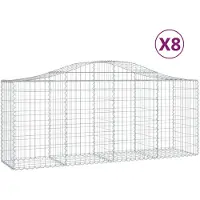 vidaXL Gabions avec arc surélevé 8 pcs. 200x50x80/100 cm Fer galvanisé