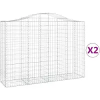 vidaXL Gabions avec arc surélevé 2 pcs. 200x50x140/160cm Fer galvanisé