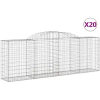 vidaXL Gabions avec arc surélevé 20 pcs 300x50x100/120cm Fer galvanisé