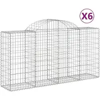 vidaXL Gabions avec arc surélevé 6 pcs. 200x50x100/120cm Fer galvanisé