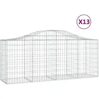 vidaXL Gabions avec arc surélevé 13 pcs. 200x50x80/100cm Fer galvanisé