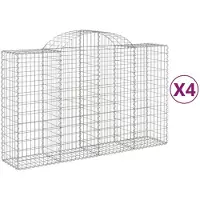 vidaXL Gabions avec arc surélevé 4 pcs. 200x50x120/140cm Fer galvanisé