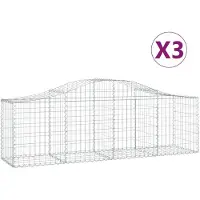 vidaXL Gabions avec arc surélevé 3 pcs. 200x50x60/80 cm Fer galvanisé