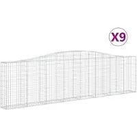 vidaXL Gabions avec arc surélevé 9 pcs. 400x30x100/120cm Fer galvanisé