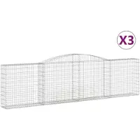 vidaXL Gabions avec arc surélevé 3 pcs. 400x30x100/120cm Fer galvanisé