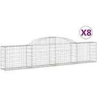 vidaXL Gabions avec arc surélevé 8 pcs. 300x30x60/80 cm Fer galvanisé