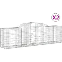 vidaXL Gabions avec arc surélevé 2 pcs. 300x50x80/100 cm Fer galvanisé