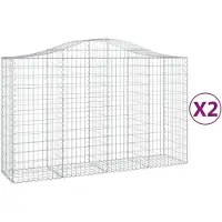 vidaXL Gabions avec arc surélevé 2 pcs. 200x50x120/140cm Fer galvanisé