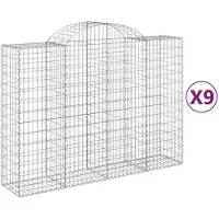 vidaXL Gabions avec arc surélevé 9 pcs. 200x50x140/160cm Fer galvanisé