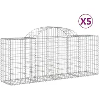 vidaXL Gabions avec arc surélevé 5 pcs. 200x50x80/100 cm Fer galvanisé