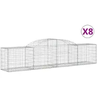 vidaXL Gabions avec arc surélevé 8 pcs. 300x50x60/80 cm Fer galvanisé
