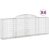 vidaXL Gabions avec arc surélevé 4 pcs. 300x30x100/120cm Fer galvanisé