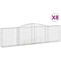 vidaXL Gabions avec arc surélevé 8 pcs. 400x30x100/120cm Fer galvanisé