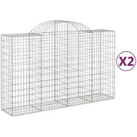 vidaXL Gabions avec arc surélevé 2 pcs. 200x50x120/140cm Fer galvanisé