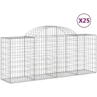 vidaXL Gabions avec arc surélevé 25 pcs. 200x50x80/100cm Fer galvanisé