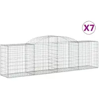 vidaXL Gabions avec arc surélevé 7 pcs. 300x50x80/100 cm Fer galvanisé