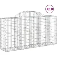 vidaXL Gabions avec arc surélevé 18 pcs 200x50x100/120cm Fer galvanisé