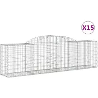 vidaXL Gabions avec arc surélevé 15 pcs. 300x50x80/100cm Fer galvanisé