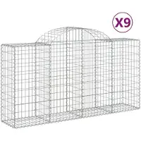 vidaXL Gabions avec arc surélevé 9 pcs. 200x50x100/120cm Fer galvanisé
