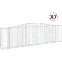 vidaXL Gabions avec arc surélevé 7 pcs. 400x30x100/120cm Fer galvanisé