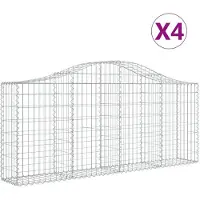 vidaXL Gabions avec arc surélevé 4 pcs. 200x30x80/100 cm Fer galvanisé