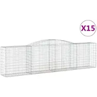 vidaXL Gabions avec arc surélevé 15 pcs 400x50x100/120cm Fer galvanisé