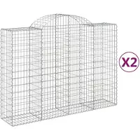 vidaXL Gabions avec arc surélevé 2 pcs. 200x50x140/160cm Fer galvanisé