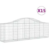vidaXL Gabions avec arc surélevé 15 pcs. 200x30x60/80 cm Fer galvanisé