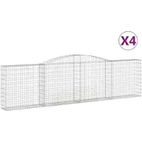 vidaXL Gabions avec arc surélevé 4 pcs. 400x30x100/120cm Fer galvanisé