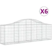 vidaXL Gabions avec arc surélevé 6 pcs. 200x30x60/80 cm Fer galvanisé