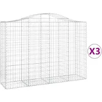 vidaXL Gabions avec arc surélevé 3 pcs. 200x50x140/160cm Fer galvanisé