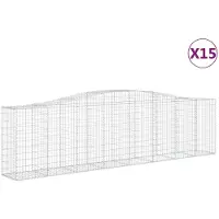 vidaXL Gabions avec arc surélevé 15 pcs 400x50x100/120cm Fer galvanisé